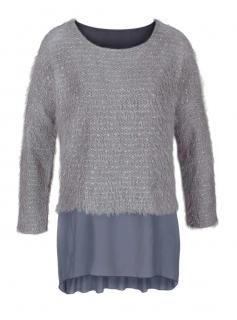 2-in-1-Flauschpullover mit Chiffon grau