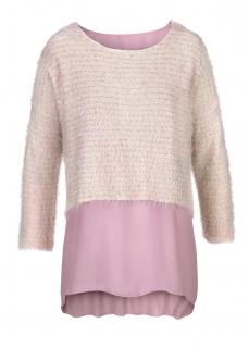 2-in-1-Flauschpullover mit Chiffon malve