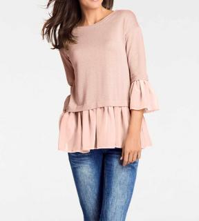 2-in-1-Pullover mit Chiffon rosé