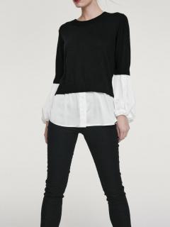 2-in-1-Pullover mit Kaschmir schwarz-offwhite