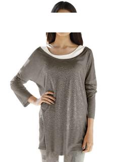 2-in-1 Shirt mit Strass taupe-creme