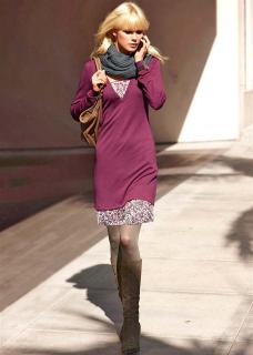 2-in-1-Strickkleid mauve-bunt