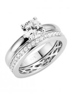 2 tlg. Silber-Designer-Ringset mit Zirkonia