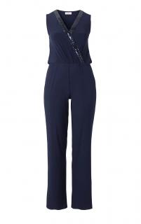 Abend-Jumpsuit mit Pailletten marine