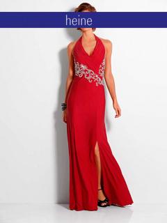 Abendkleid mit Perlen rot