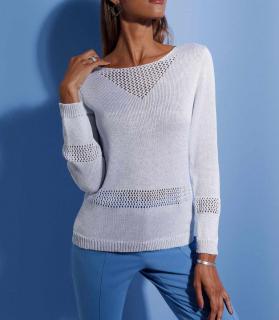 Ajour-Pullover steingrau-silber