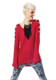 Asymmetrischer-Marken-Pullover rot