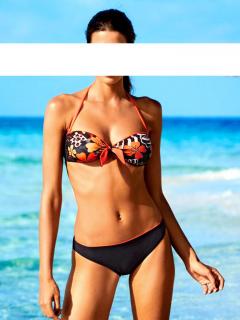 Bandeau-Bikini mit Pailletten schwarz-bunt