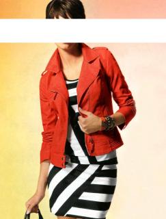 Biker-Jeansjacke geranienrot