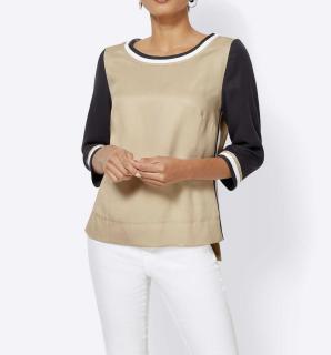 Bluse beige-schwarz