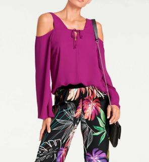 Bluse mit Cut-Outs fuchsia