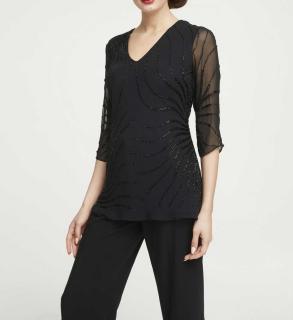 Bluse mit Perlen schwarz