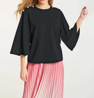 Bluse mit Perlen schwarz