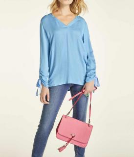 Bluse mit Raffungen azurblau