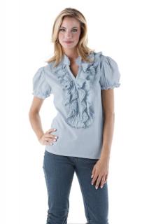 Bluse mit Spitze hellblau