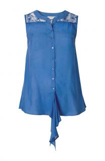 Bluse mit Spitze royalblau