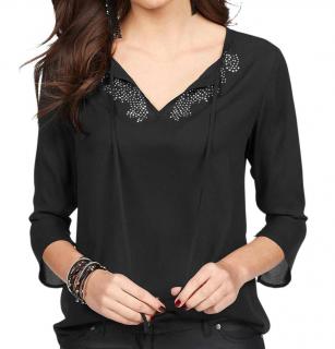 Bluse mit Strass schwarz