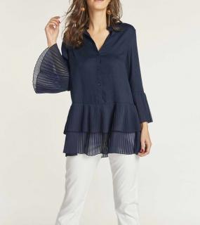 Bluse mit Volants nachtblau