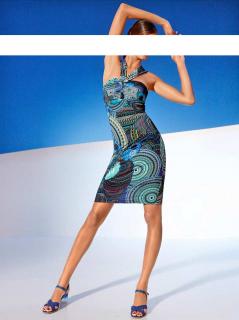 Bodyforming-Kleid blau-bunt