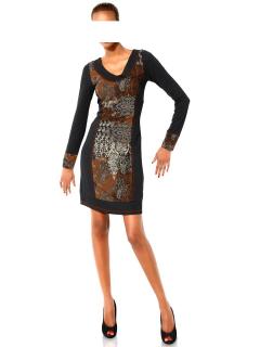 Bodyforming-Patchkleid braun-schwarz