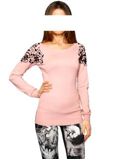 Bodyformingpullover mit Strass rosé