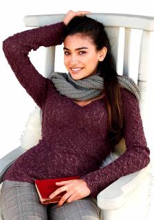 Bouclé-Pullover brombeere