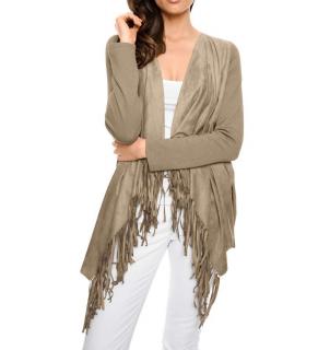 Cardigan mit Velours taupe