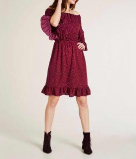 Carmen-Druckkleid bordeaux