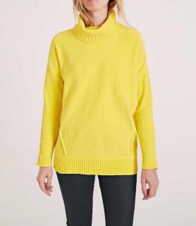 Chenille-Rollkragenpullover gelb