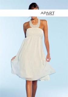 Chiffon-Abendkleid mit Perlen creme