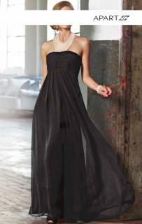 Chiffon-Abendkleid mit Perlen schwarz