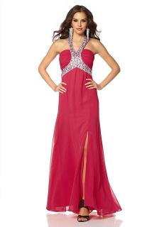 Chiffon-Abendkleid mit Strass rot