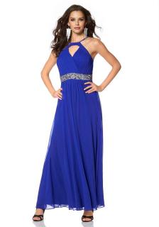 Chiffon-Abendkleid mit Strass royalblau