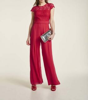 Chiffon-Overall mit Spitze rot