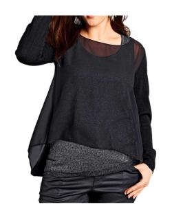 Chiffon-Pullover + Top schwarz