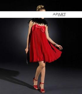 Chiffon-Satin-Plisseekleid rot