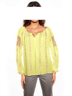 Chiffon-Spitzenbluse gelb-creme