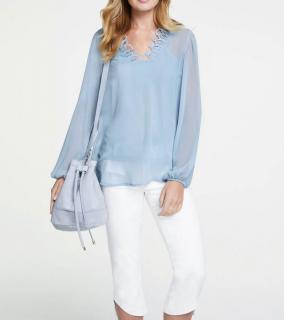 Chiffonbluse+Top graublau