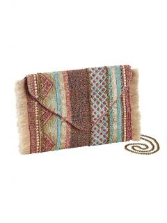 Clutch mit Perlen-Stickerei bunt