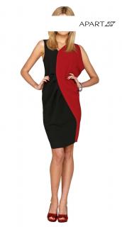 Colorblocking-Kleid schwarz-rot Gr. 36