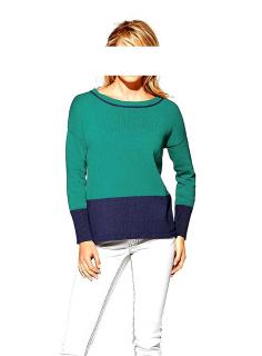 Colorblocking-Pullover grün-blau