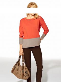 Colorblocking-Pullover orange-beige