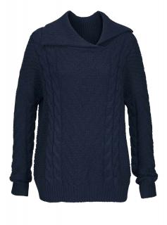 Damen-Grobstrickpullover marine