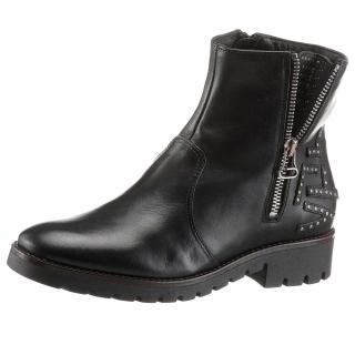 Damen-Leder-Bikerboots schwarz