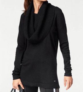 Damen-Pullover mit Loopschal schwarz