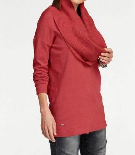 Damen-Pullover mit Loopschal terrakotta