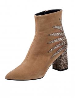 Damen-Veloursleder-Stiefelette camel