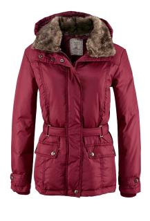 Daunenjacke mit Webpelz rot