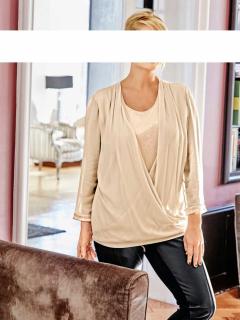 Designer-2-in-1 Bluse mit Pailletten sand