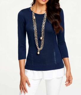 Designer-2-in-1-Pullover marine-ecru